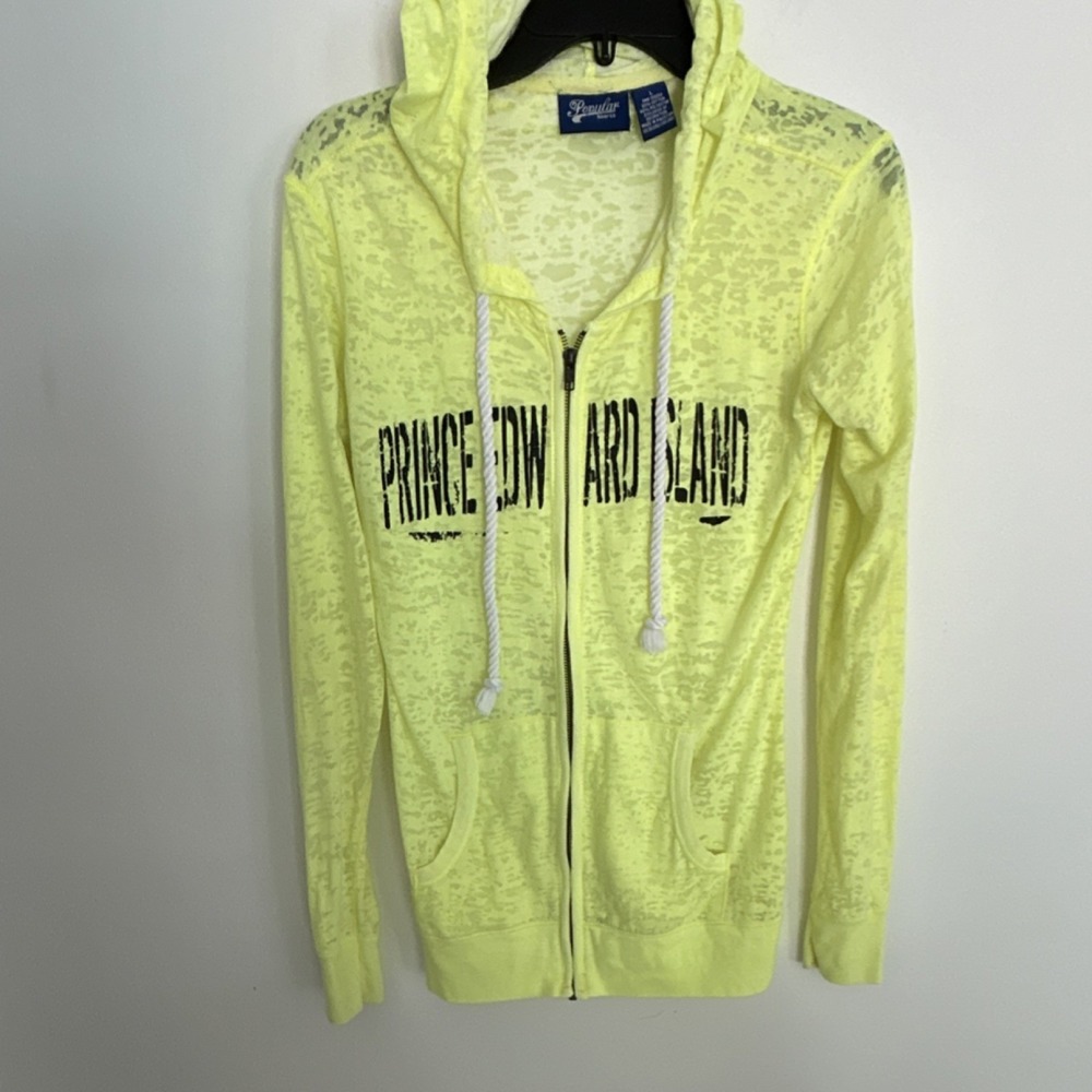 Popular Sports Full‎ Zip Hoodie Yellow L Women's Cotton Polyester Hooded Pockets